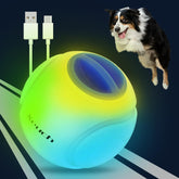 Xeuch light-up dog ball front view with blue glow for nighttime fetch
