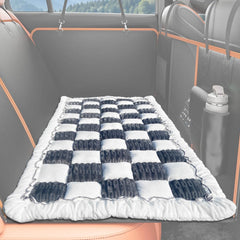 XFEXM Dog Bed Mat for Car Backseat in grey plaid offers secure, comfortable travel.