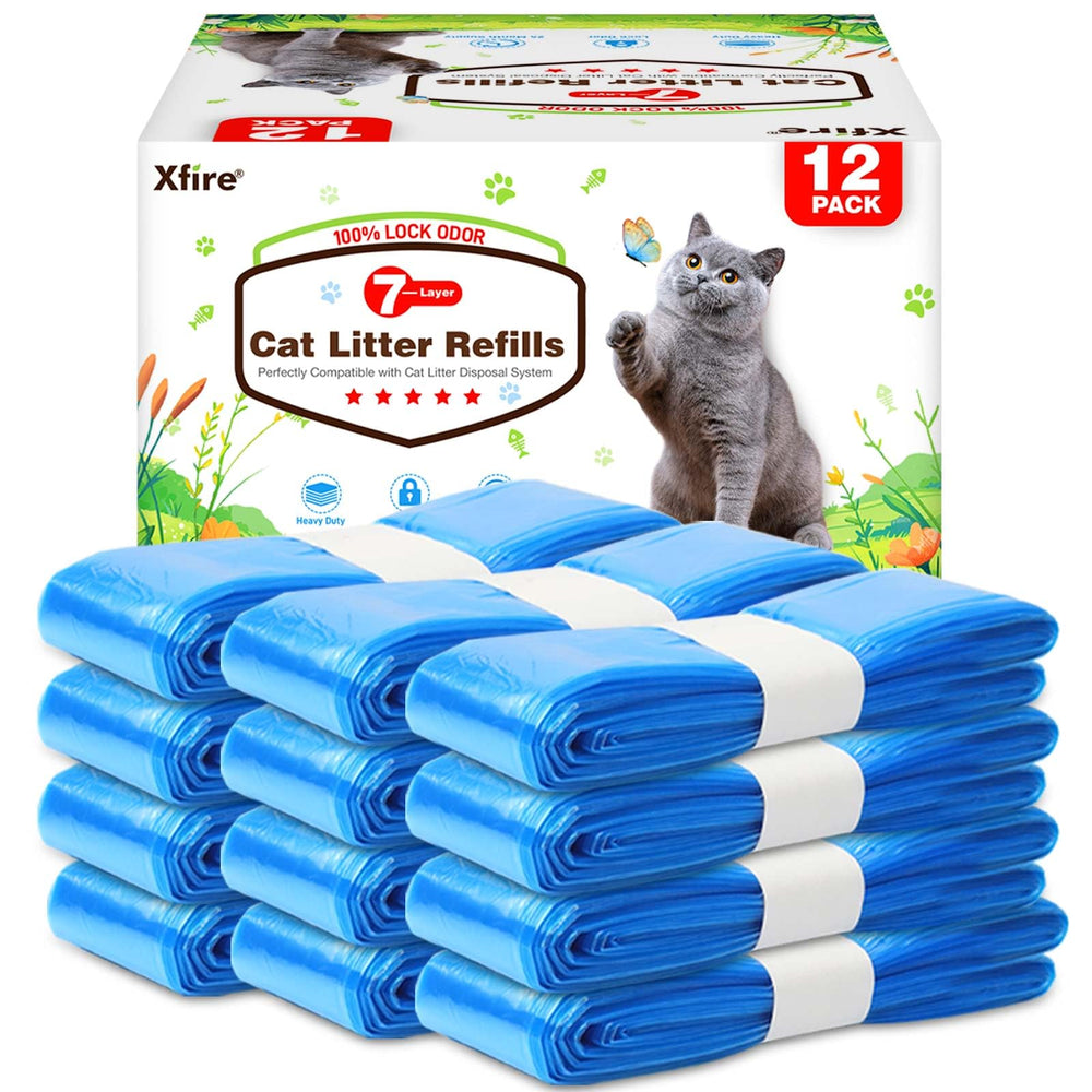Xfire cat litter refill bags demonstrate compatibility with Litter Genie pails for seamless use.