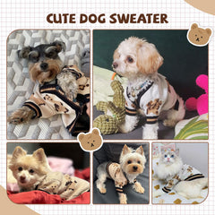 XGDMEIL bear-pattern dog sweater back view; stylish warmth for daily wear