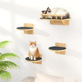 XiaZ cat wall shelves three-step perch, sturdy pine wood, supports climbing