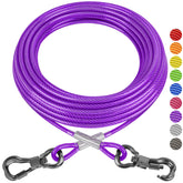 XiaZ dog tie-out cable 30ft overall view highlighting rugged stainless steel construction for outdoor use.