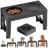 XIAZ elevated dog bowl stand with slow feeder promotes mindful eating at home.