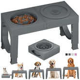 XIAZ Slow Feeder Stand setup shown for stable, mess-free dog meals.
