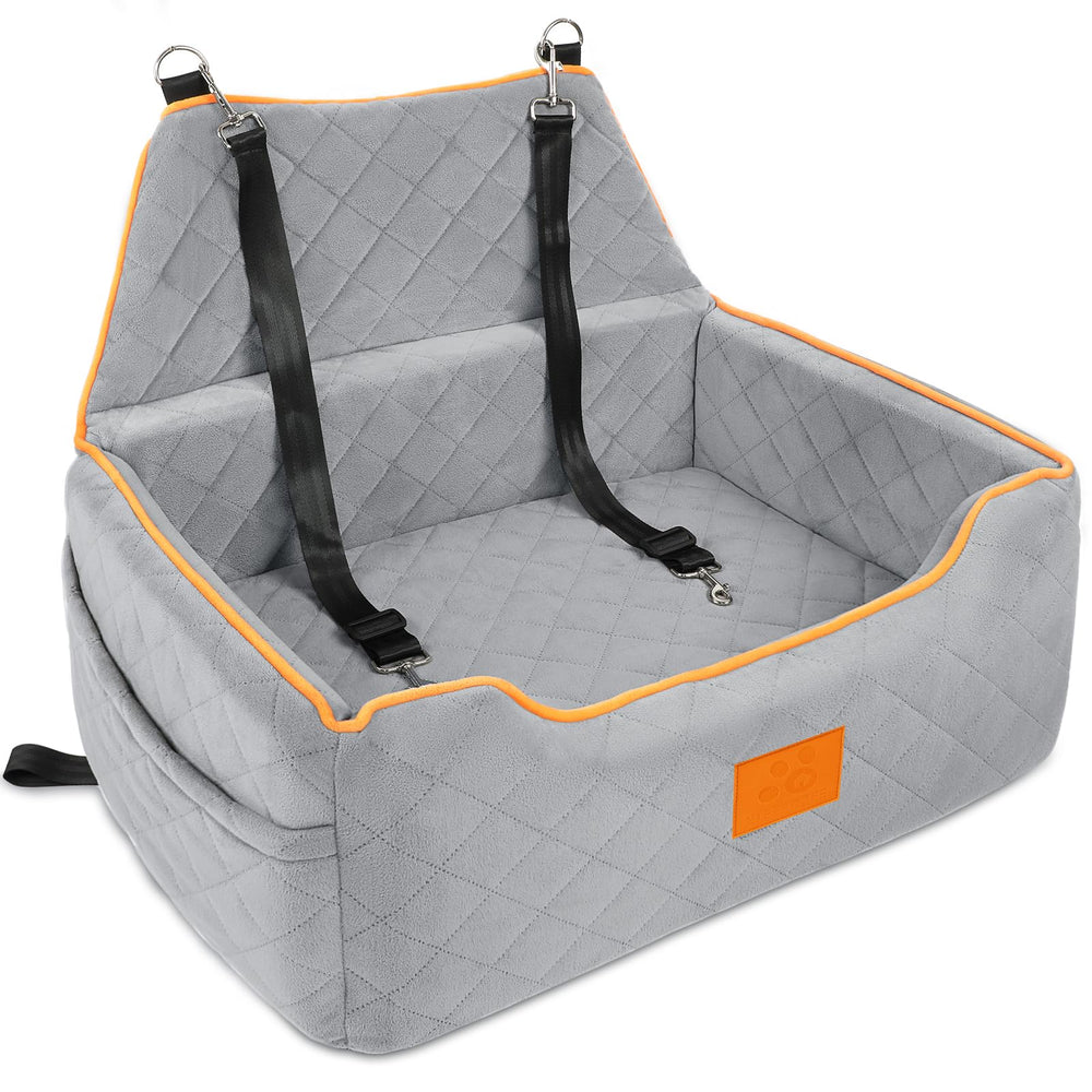 XIEEAOZEE dog car seat booster view gray helps dogs enjoy scenery and relax.