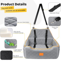 XIEEAOZEE dog car seat installation guide gray shows quick, secure setup.