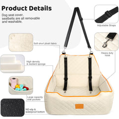 XIEEAOZEE dog seat beige dimensions highlight roomy interior for pets.