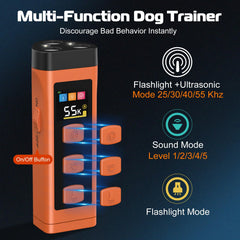 XIFRUS dog bark deterrent shows one-button control for humane, simple training.