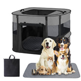 Xihan pet playpen in grey setup for indoor playtime and safe space.