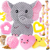 XIUGOAL pink puppy toys 9-pack squeaky plush set for teething and enrichment