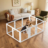 XKGSLNB clear acrylic dog playpen assembly view demonstrates tool-free setup