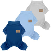 XPUDAC 3Pack fleece dog pajamas front view keeps small dogs warm and cozy