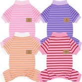 XPUDAC 4-pack dog pajamas stripe-pullover keeps small dogs warm and cozy.