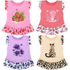 XPUDAC 4pack dog dresses variety patterns for small dogs, ready for daily wear.