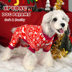 XPUDAC Christmas dog pajamas Santa pattern for cute holiday walks.