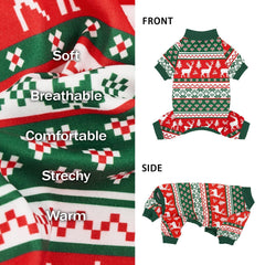 XPUDAC dog Christmas pajamas fabric closeup, soft and breathable