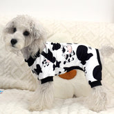 XPUDAC dog pajamas cow pattern back view, snug nightwear