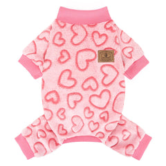 XPUDAC dog pajamas heart sweater front view, cozy warmth for winter walks