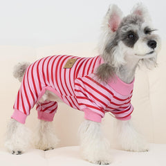 XPUDAC striped dog pajamas closeup fabric texture emphasizing soft breathable material