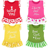 XPUDAC four-piece dog dress set with flower design for small dogs, stylish everyday wear.