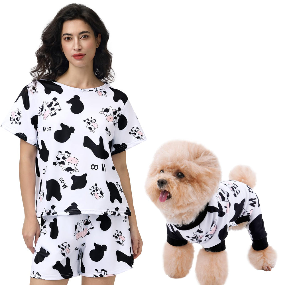 XPUDAC matching dog and owner pajamas front view for coordinated cozy moments.