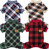 XPUDAC pajama set red plaid front view for small dogs, festive look