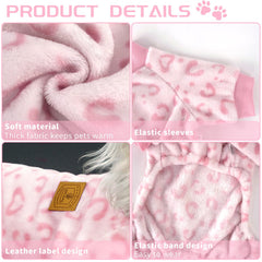 XPUDAC Pijama para perros Leopardo Rosa XL, textura de felpa suave