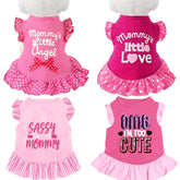 XPUDAC Pink Angel dress front view on a small dog highlighting breathable cotton comfort.