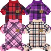 XPUDAC plaid dog pajamas front view, cozy all-day comfort.