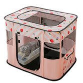 XRG portable pet playpen pink front view shows roomy interior for pets