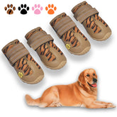 XSY&G Leopard dog boots size 1 on floor, keeping paws warm and dry.