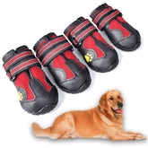 XSY&G dog boots in red, front view, protective warmth and grip for outdoor walks.