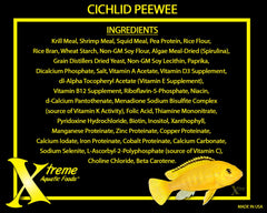 Xtreme Cichlid PeeWee Pellets ingredients diagram highlights balanced amino acids.
