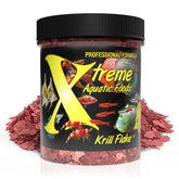 Xtreme Krill Flakes bottle close-up highlighting premium ingredients for healthy fish.