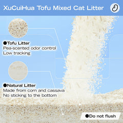 XuCuiHua Tofu Mix Cat Litter clumps close-up showing dense, liftable lumps