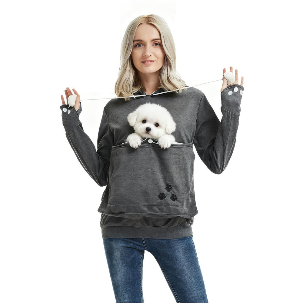 XUDREZ DUBUK unisex hoodie with front big pouch for hands-free pet carry
