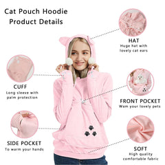 XUDREZ pink hoodie ears detail adds cute style and warmth.