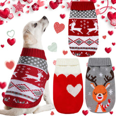 Xuniea 3-patterns Christmas pet sweaters pack with festive designs for holiday photos