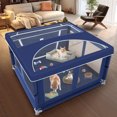 XVISHX puppy playpen high-strength mesh detail highlights durable construction