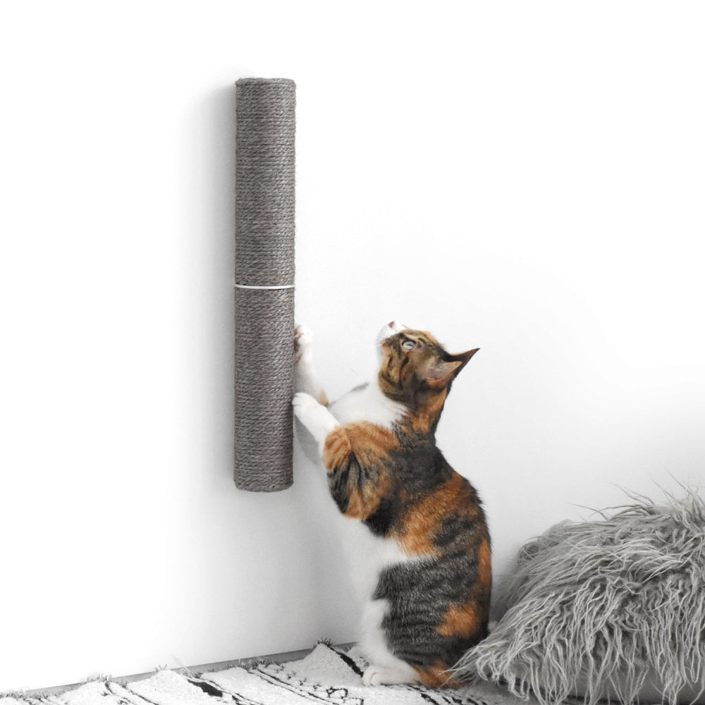 Xympo 18in wall-mounted sisal scratcher bracket shows sturdy vertical scratching support.