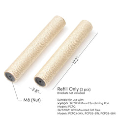 Xympo 17-inch center section refill featured on a cat scratch setup—space-saving and easy to replace.