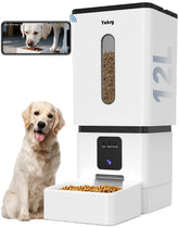 Yakry automatic dog feeder large breed front view highlights 12L capacity for multiple pets.