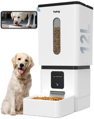Yakry automatic dog feeder large breed front view highlights 12L capacity for multiple pets.