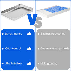 Yangbaga stainless steel reusable litter tray flat open area enabling easier litter collection.
