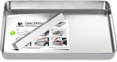 Yangbaga stainless steel reusable litter tray, side view, durable rust-proof construction for long-term use.