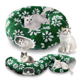 Yaning cat-tunnel interior with plush cushion offers a cozy resting space for cats.