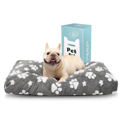 Yaning dog bed 30x20 grey paw front view – plush surface for cozy naps