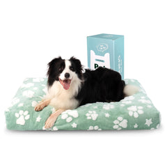 Yaning dog bed large 35x22 with green paw design offers cozy support for large dogs.