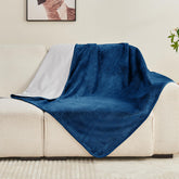 Yaning waterproof blanket front view shows dual color protection for spills and pets.