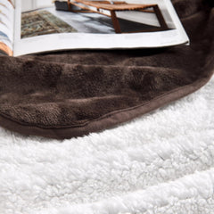 Yaning blanket shows reversible Sherpa and Flannel sides for cozy warmth.